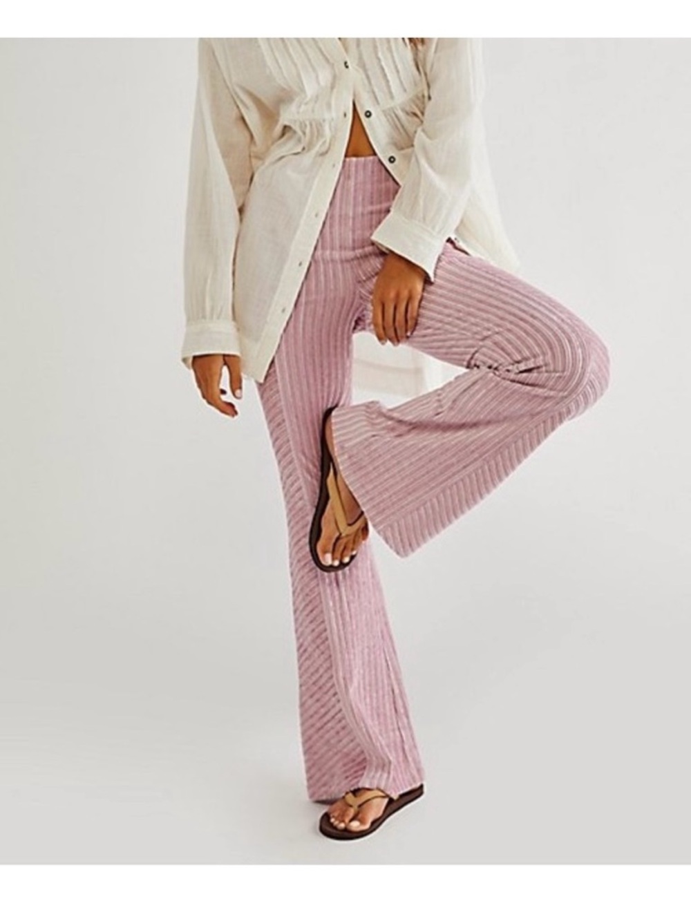 Free People Slim Pull On Velvet Flare Pants Silverberry XS